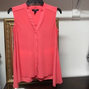 Sleeveless salmon orange flowy blouse